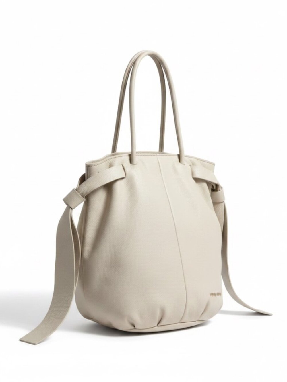 Miu Miu Ivory Leather Oversized Tote Shoulder Bag Vintage